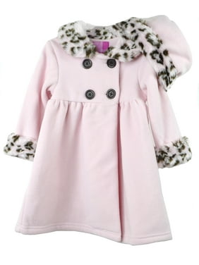 Good Lad 2//6X Girls Black Fleece Coat with Black Velvet Collar Bows,and Sleeves with Matching Hat